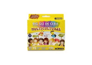 Giz De Cera Big Acrilex Multicultural 12 Cores