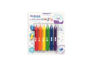 Giz de Cera Retrátil Para Banho Color Joy 6 Cores + Esponja Surpresa Leo&Leo