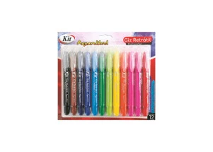 Giz Retrátil Artístico Gel Kit 12 Cores Aquarelável