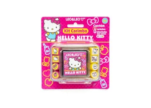 Kit Carimbo Maleta Hello Kitty - 8 Carimbos + 1 Almofada Leo&Leo