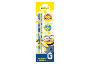 Kit Escolar Minions Tris 4 Peças