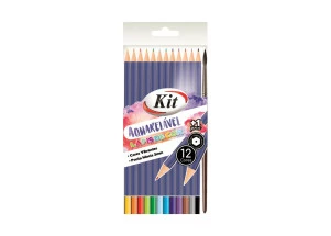 Lápis de Cor Aquarelável 12 Cores C/ Pincel KIT