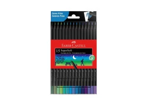 Lápis de Cor Faber Castell Supersoft 15 Cores Tons Frios