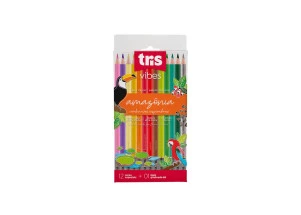 Lápis de Cor Tris Vibes Tons Amazônia 12 Cores + 1 Lápis 6B