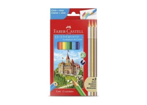 Lápis De Cor Faber Castell 12 Cores + 3 Cores Metálicas