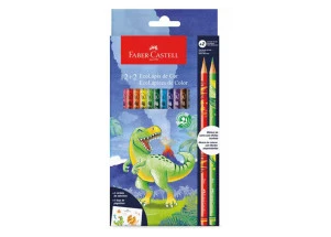 Lápis de Cor Faber Castell Dinossauro 12 Cores + 2