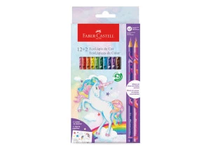 Lápis de Cor Faber Castell Unicórnio 12 Cores + 2