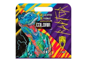 Livro Para Colorir Maleta Dinossauro Raptor 8F Tilibra