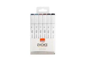 Marcador Artístico Evoke Dual Marker Tons de Cinza 6 cores