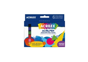 Marcador Para Tecido Acrilpen Acrilex c/ 6 Cores