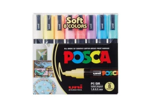 Caneta Posca Soft Color Tons Pastel Uni Ball PC-5M 8 Cores