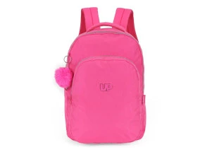 Mochila Escolar de Costas Rosa Crinkle Com Pompom Up4You