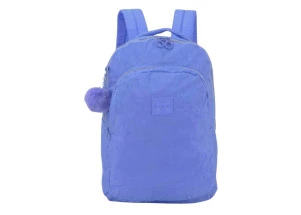 Mochila Escolar de Costas Roxo Crinkle Com Pompom Up4You