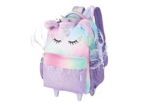 Mochila Escolar de Rodinhas Unicórnio Violeta Up4You