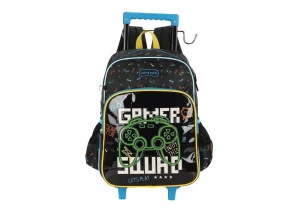 Mochila Escolar Infantil de Rodinhas Gamer Preto Luxcel