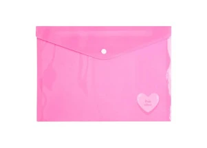 Pasta Plástica Envelope Pink Vibes Coração Leoarte