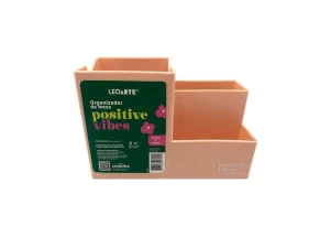 Porta Caneta Positive Vibes Laranja Leo Arte
