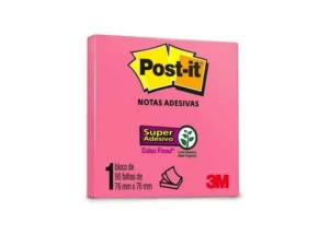 Post-it Colorido Adesivo Pink 76x76mm 90 Folhas