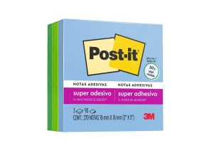 Post it Notas Adesivas 3 Cores Azul/Verde 3M Coleção Oasis