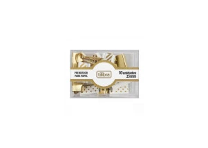 Prendedor de Papel Decorado Dourado Tilibra 10un 25mm