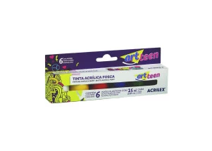 Tinta Acrílica Fosca Art Teen Acrilex Estojo C/6 Cores