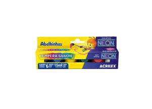 Tinta Guache Neon Acrilex 6 Cores