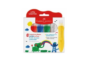 Tinta Guache Jumbo Com Pincel Little Creatives Faber Castell 6 Cores